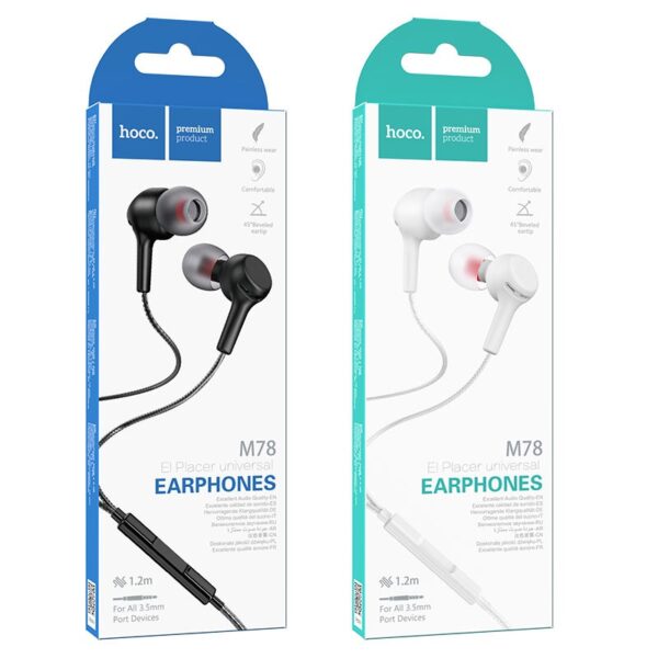 Hoco M78 El Placer universal earphones with microphone white