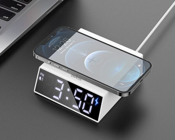 6931474742865-5 Hoco DCK1 Clock with Wirelss Charging (Plastic verison)
