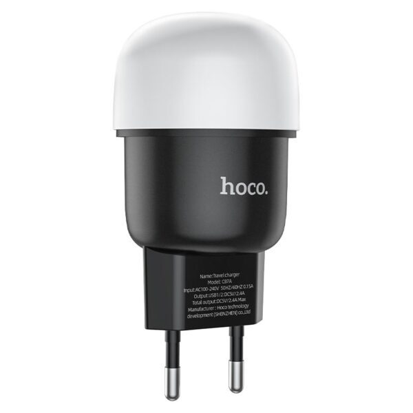 Hoco C87A Sparkle dual port night light charger(EU) black