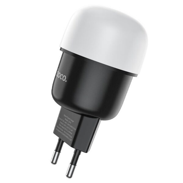 Hoco C87A Sparkle dual port night light charger(EU) black