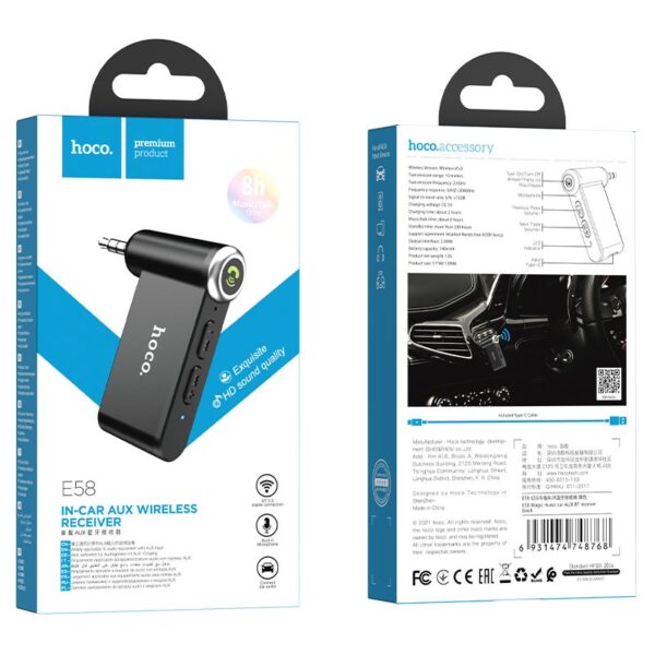 Hoco E58 Magic music car AUX BT receiver black