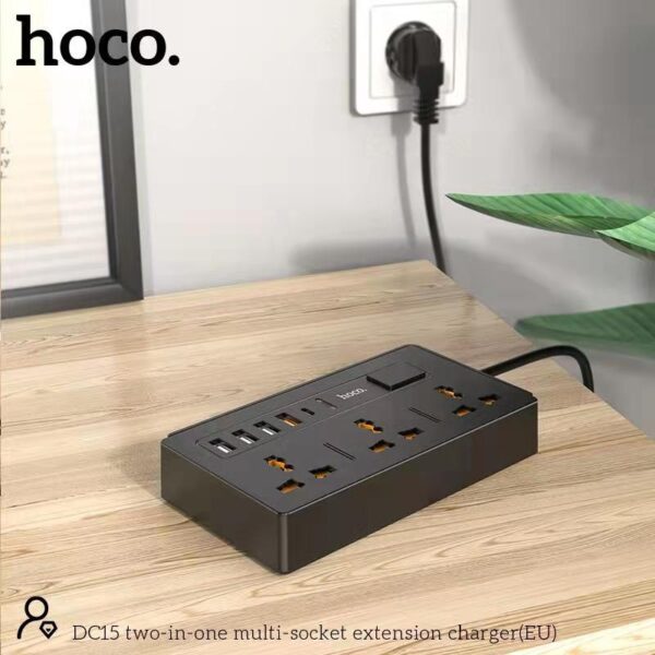 6931474749635-3 Hoco DC15 two in one multi -socket extension charger