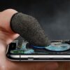 6931474750297 Hoco GM4 Phantom Superconducting fiber mobile game finger cots(silver Fiber) black and silver