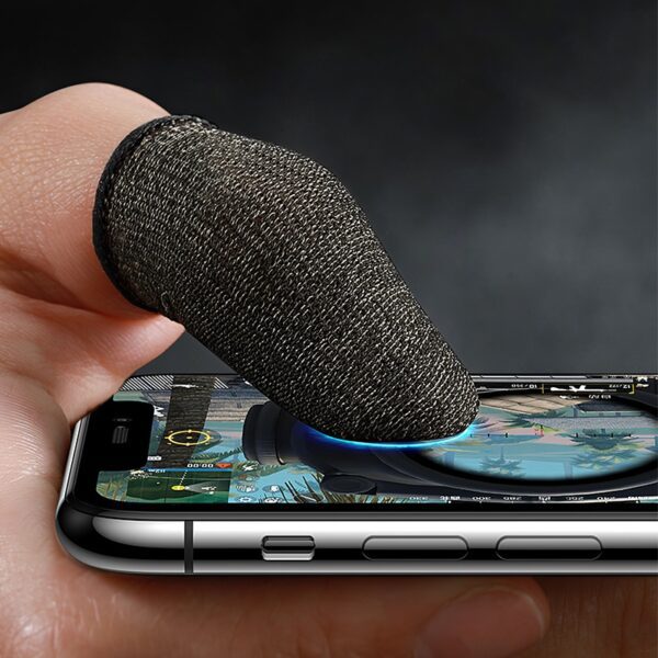 6931474750297 Hoco GM4 Phantom Superconducting fiber mobile game finger cots(silver Fiber) black and silver