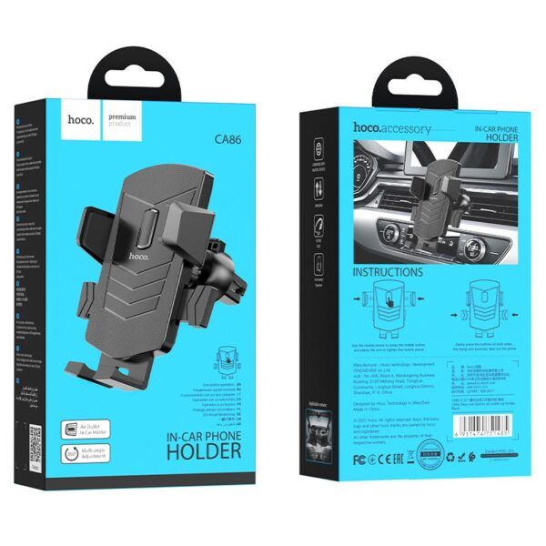 Hoco CA86 Davy one-button air outlet car holder black