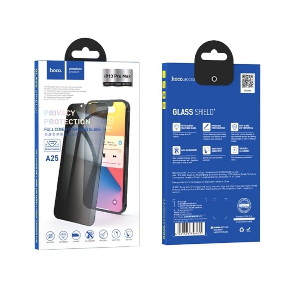 Hoco Full-screen anti-drop and privacy-proof tempered film for iP13 mini(A25) black