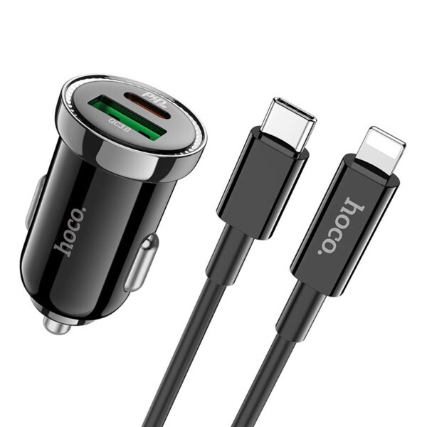 6931474757258-3 Hoco Z44 Leading PD20W+QC3.0 car charger set(Type-C to iP) black