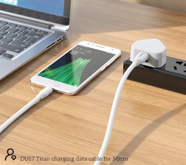 Hoco DU17 Titan charging data cable for Micro White