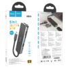 Hoco HB24 Easy display Type-C multifunction adapter(HDTV+USB3.0+USB2.0+SD+TF+PD) metal gray