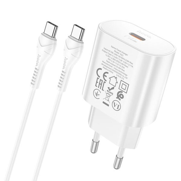 Hoco N22 Jetta PD25W charger set(C to iP)(EU) white