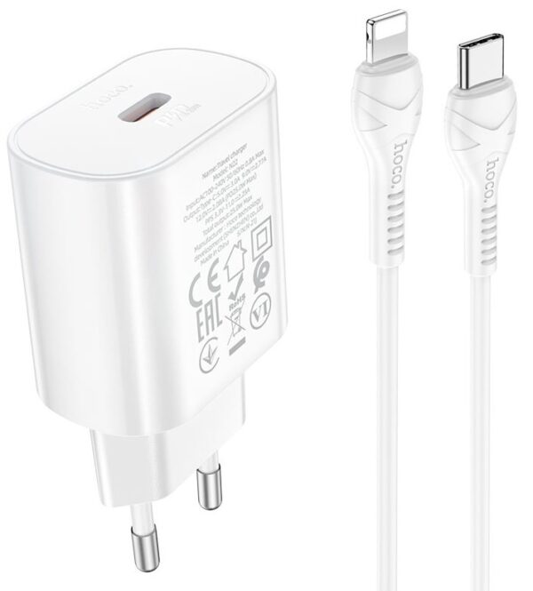 Hoco N22 Jetta PD25W charger set(C to iP)(EU) white