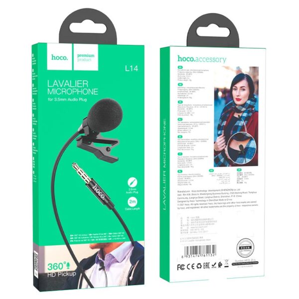 Hoco L14 3.5 Lavalier microphone black