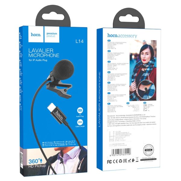 Hoco L14 iP Lavalier microphone black