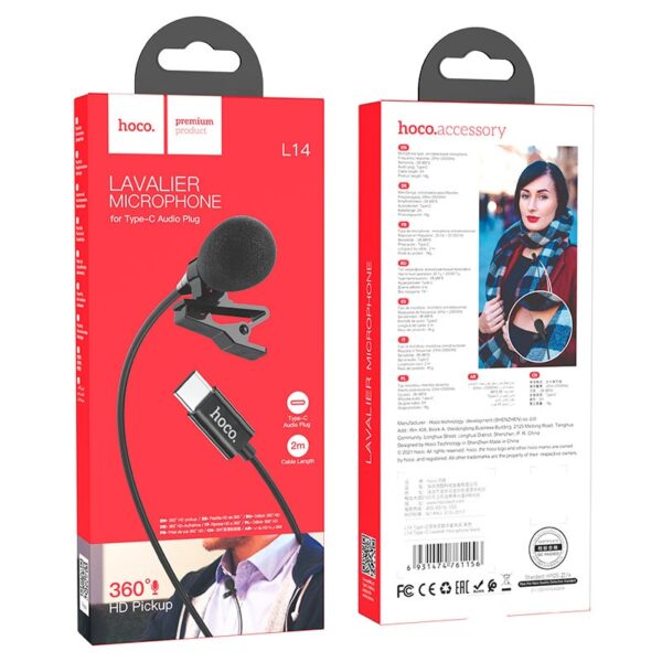 Hoco L14 Type-C Lavalier microphone black