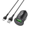 Hoco Z43 Mighty single port QC3.0 car charger set(Micro) black
