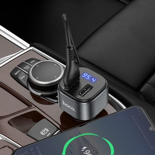 Hoco E67 Fighter QC3.0 car BT FM transmitter black