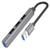 Hoco HB26 4 in 1 adapter(USB to USB3.0+USB2.0*3) metal gray