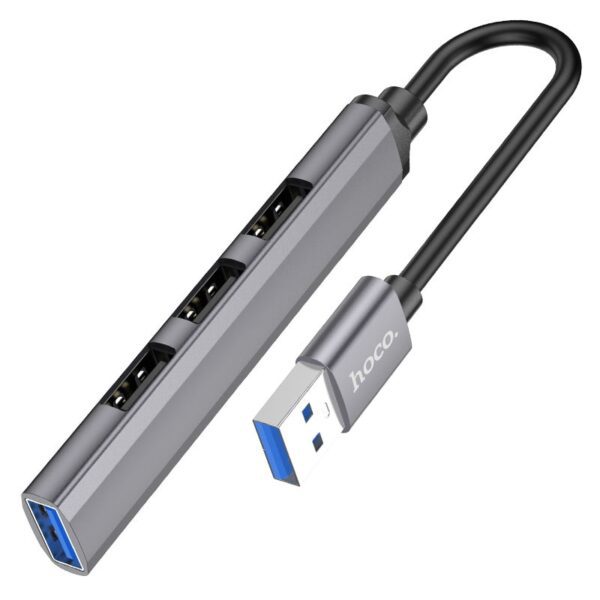 Hoco HB26 4 in 1 adapter(USB to USB3.0+USB2.0*3) metal gray