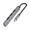 Hoco HB26 4 in 1 adapter(Type-C to USB3.0+USB2.0*3) metal gray