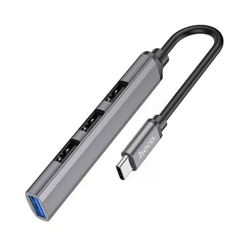 Hoco HB26 4 in 1 adapter(Type-C to USB3.0+USB2.0*3) metal gray