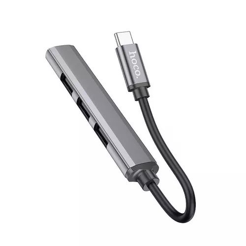 Hoco HB26 4 in 1 adapter(Type-C to USB3.0+USB2.0*3) metal gray