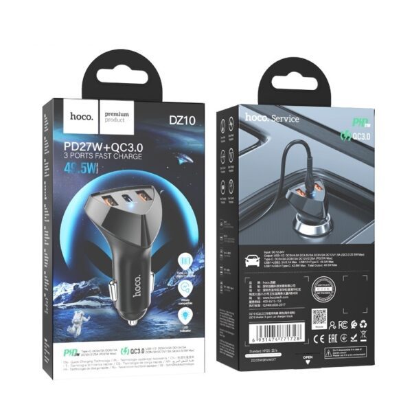 Hoco DZ10 Avatar 3-port car charger black