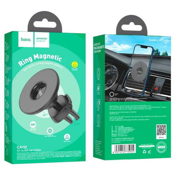 Hoco CA112 Excelle air outlet ring magnetic car holder black
