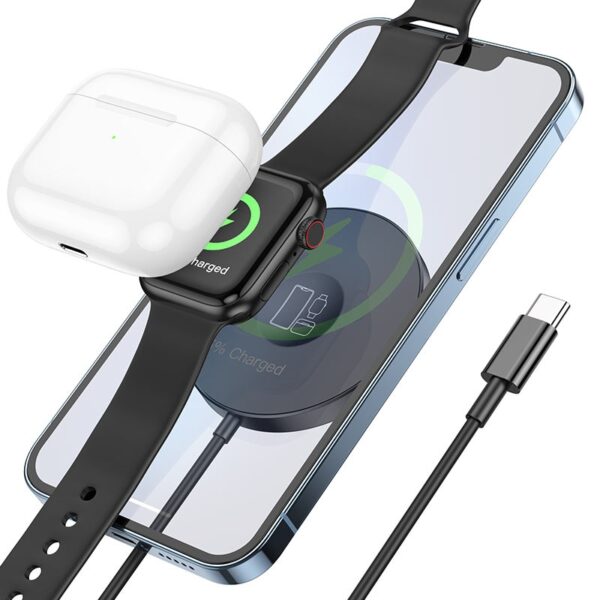 Hoco CW41 Delight 3-in-1 magnetic wireless fast charger black