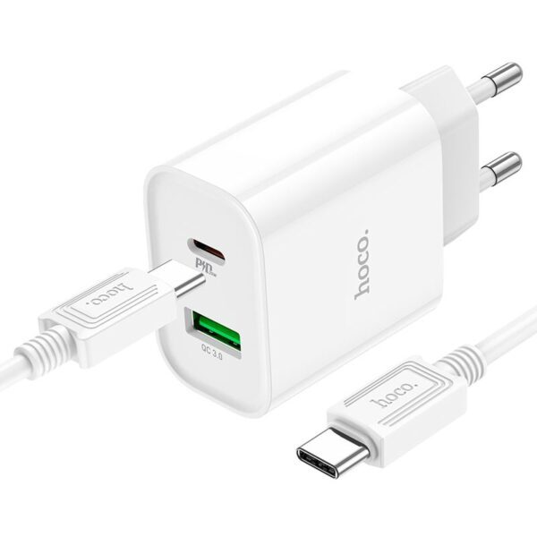 Hoco C80A Plus Rapido PD20W+QC3.0 charger set(C to iP)(EU) white