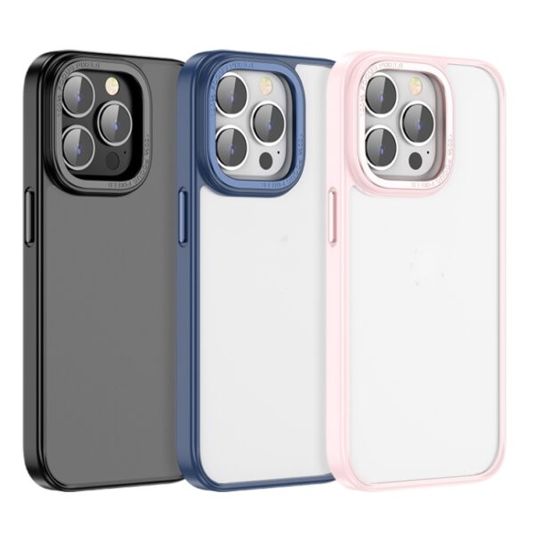 Hoco Golden shield frosted protective case for iP14 Plus pink