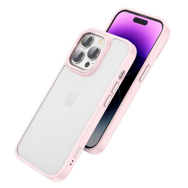 Hoco Golden shield frosted protective case for iP14 Plus pink