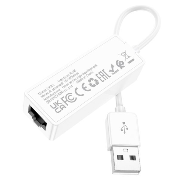 Hoco UA22 Acquire USB ethernet adapter(100 Mbps) white