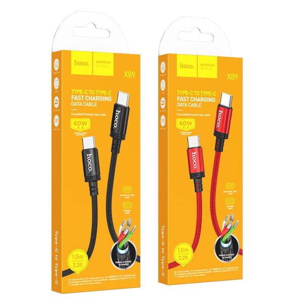 Hoco X89 Wind 60W charging data cable Type-C to Type-C(unpackaged) black