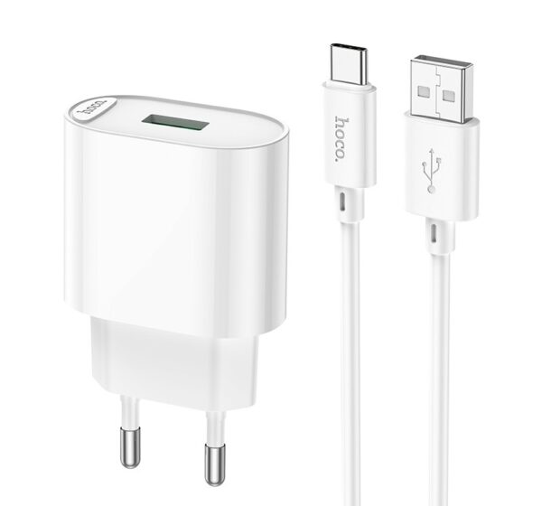 Hoco C109A Fighter single port QC3.0 charger set(Micro)(EU) white