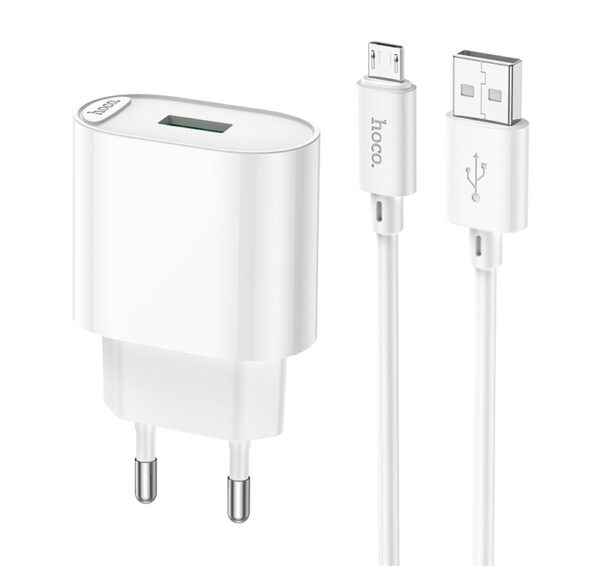 Hoco C109A Fighter single port QC3.0 charger set(Micro)(EU) white