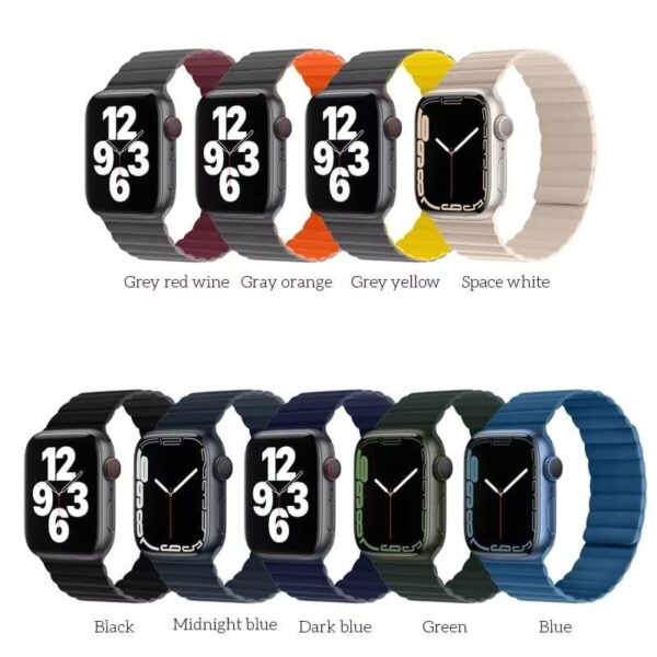 6931474787385 Hoco iWatch WA07 Flexible series magnetic silicone chain strap(38/40/41mm) midnight blue