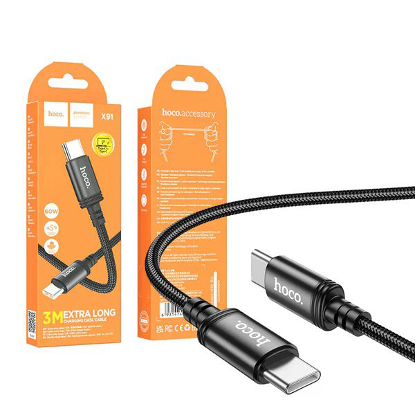 Hoco X91 Radiance 60W charging data cable for Type-C to Type-C(L=3M) black