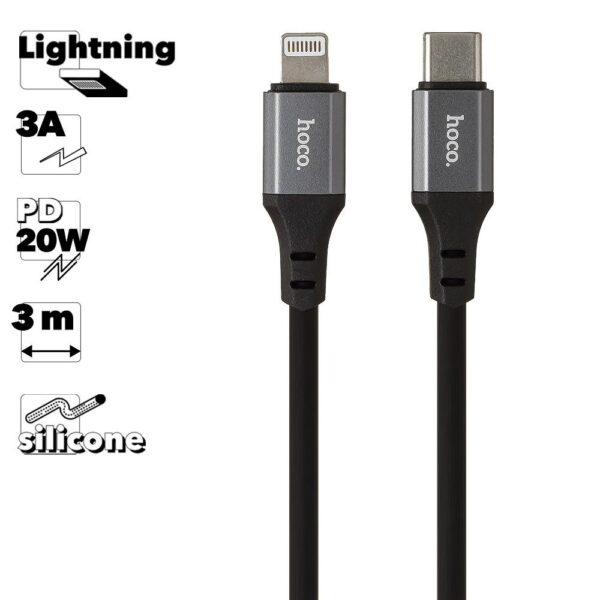 6931474788740 Hoco X92 Honest PD silicone charging data cable for iP(L=3M) black