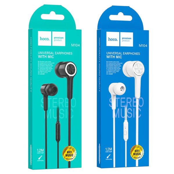 6931474789204-2 Hoco M104 Gamble universal earphones with mic white