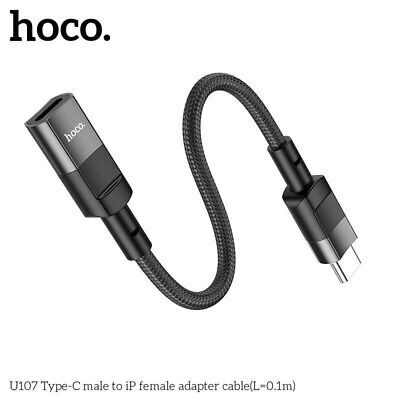 Hoco U107 Type-C male to iP female adapter cable(L=0.1m) black