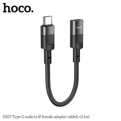 Hoco U107 Type-C male to iP female adapter cable(L=0.1m) black