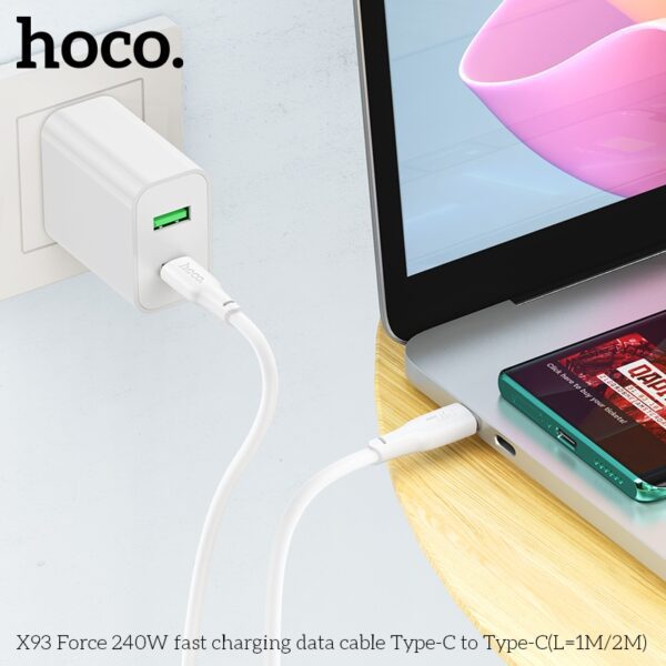 Hoco X93 Force 240W fast charging data cable Type-C to Type-C(L=2M) white