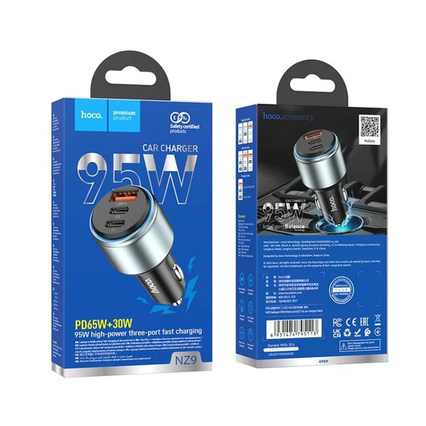 6931474795113-3 Hoco NZ9 Galloper 95W three-port(2C1A) car charger black