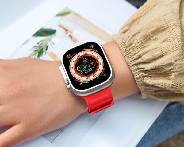 6942007600835 Hoco WA21 Flexible series magnetic silicone strap for iWatch(38/40/41mm) red