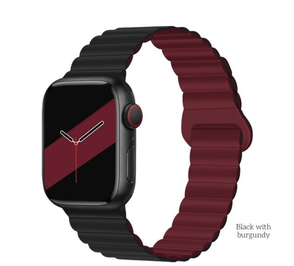 Hoco WA22 Flexible series magnetic silicone strap for iWatch(42/44/45/49mm) black with burgundy