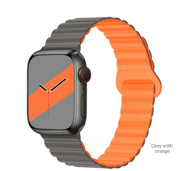 6942007601009 Hoco WA22 Flexible series magnetic silicone strap for iWatch(42/44/45/49mm) grey with orange