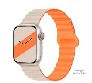 Hoco WA22 Flexible series magnetic silicone strap for iWatch(42/44/45/49mm) starlight with orange