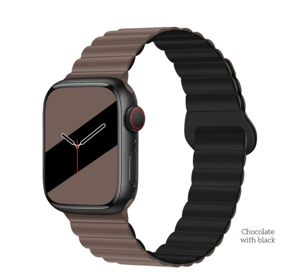 6942007601030 Hoco WA22 Flexible series magnetic silicone strap for iWatch(38/40/41mm) chocolate with black