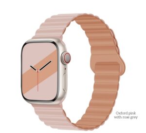 Hoco WA22 Flexible series magnetic silicone strap for iWatch(42/44/45/49mm) oxford pink with rose gr