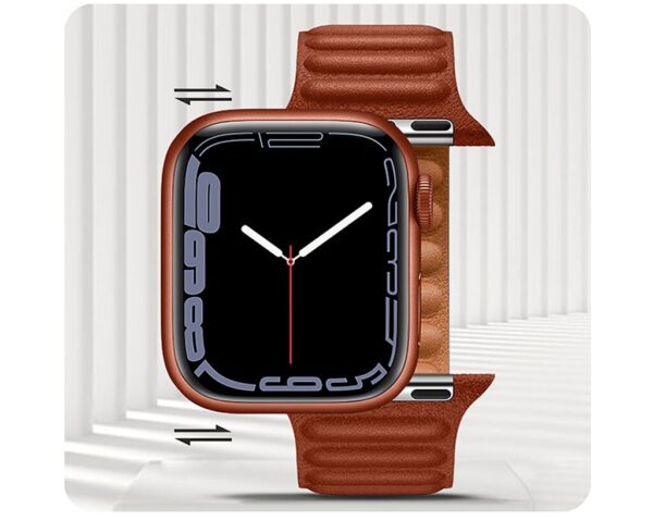 6942007601139 Hoco WA23 Original series leather chain magnetic strap for iWatch(38/40/41mm) brown